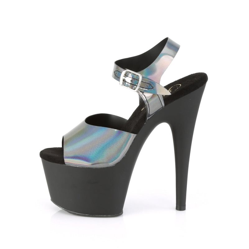 Pleaser Adore-708N-DT Women's Platform Heels Sandals Grey / Black | NZ ECKYUR