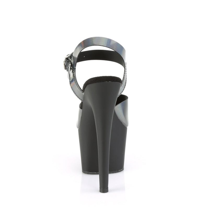 Pleaser Adore-708N-DT Women's Platform Heels Sandals Grey / Black | NZ ECKYUR