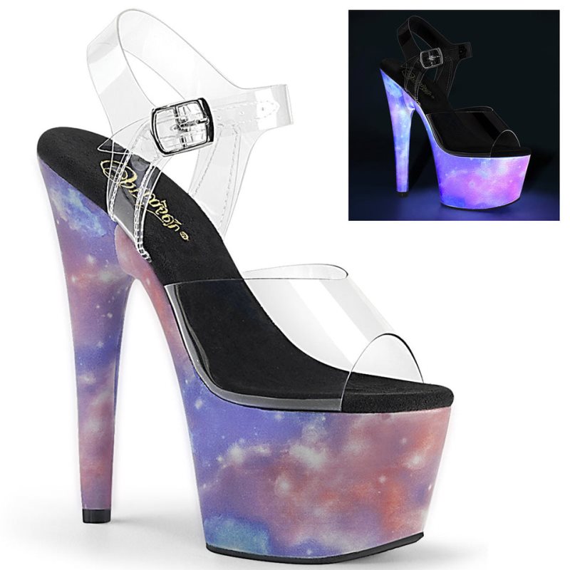 Pleaser Adore-708REFL Women\'s Platform Heels Sandals Purple / Clear | NZ XAEUDQ