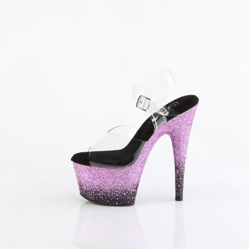 Pleaser Adore-708SS Women's Platform Heels Sandals Purple / Clear | NZ KCLVHO