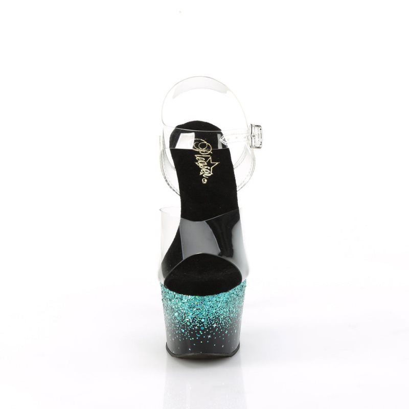 Pleaser Adore-708SS Women's Platform Heels Sandals Turquoise / Clear | NZ RBENQA