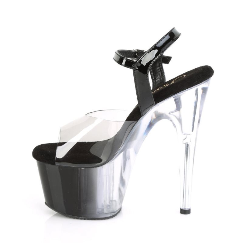 Pleaser Adore-708T-1 Women's Platform Heels Sandals Grey / Clear | NZ HMALRU