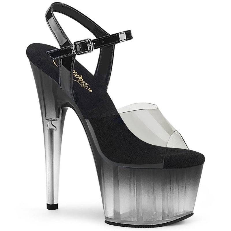 Pleaser Adore-708T-2 Women\'s Platform Heels Sandals Grey / Clear | NZ VFWEJQ