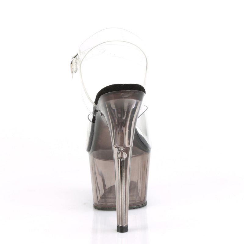 Pleaser Adore-708T Women's Platform Heels Sandals Grey / Clear | NZ JSYVQK