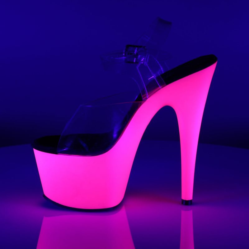 Pleaser Adore-708UV Women's Platform Heels Sandals Pink / Clear | NZ NAWVSY