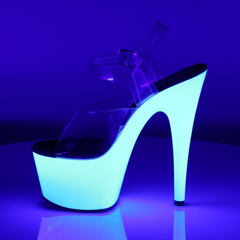 Pleaser Adore-708UV Women's Platform Heels Sandals White / Clear | NZ QEABKD