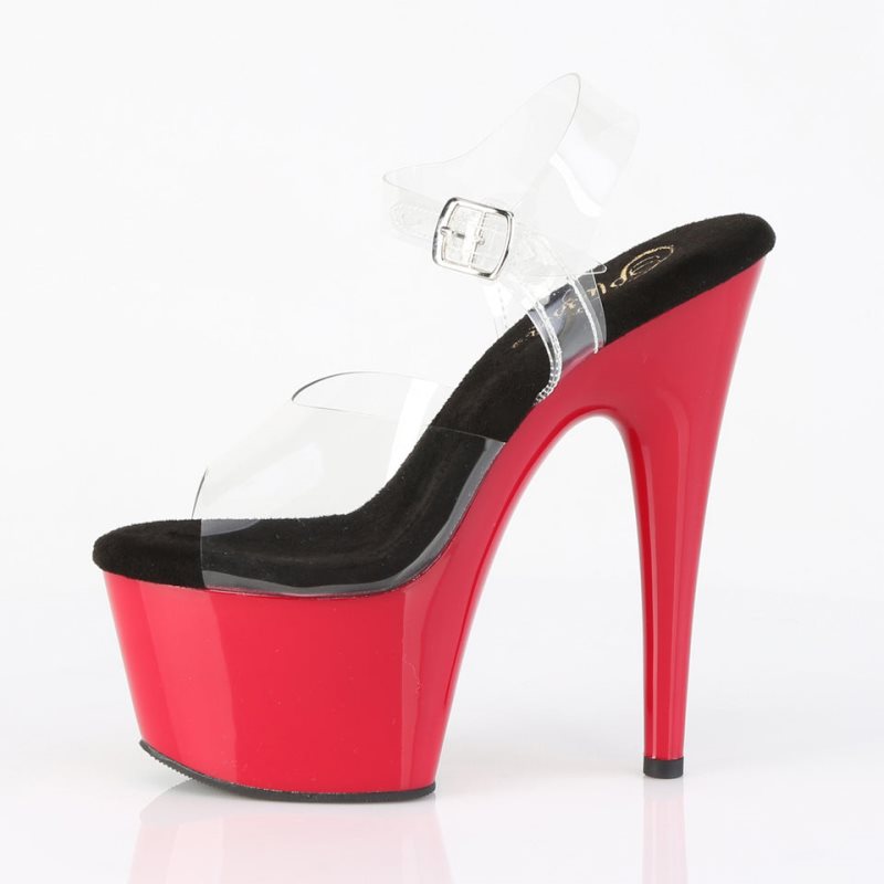 Pleaser Adore-708 Women's Platform Heels Sandals Black / Red / Clear | NZ AIDPWV