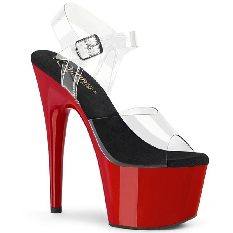 Pleaser Adore-708 Women\'s Platform Heels Sandals Black / Red / Clear | NZ AIDPWV