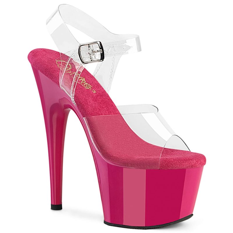 Pleaser Adore-708 Women\'s Platform Heels Sandals Pink / Clear | NZ EHSIFQ