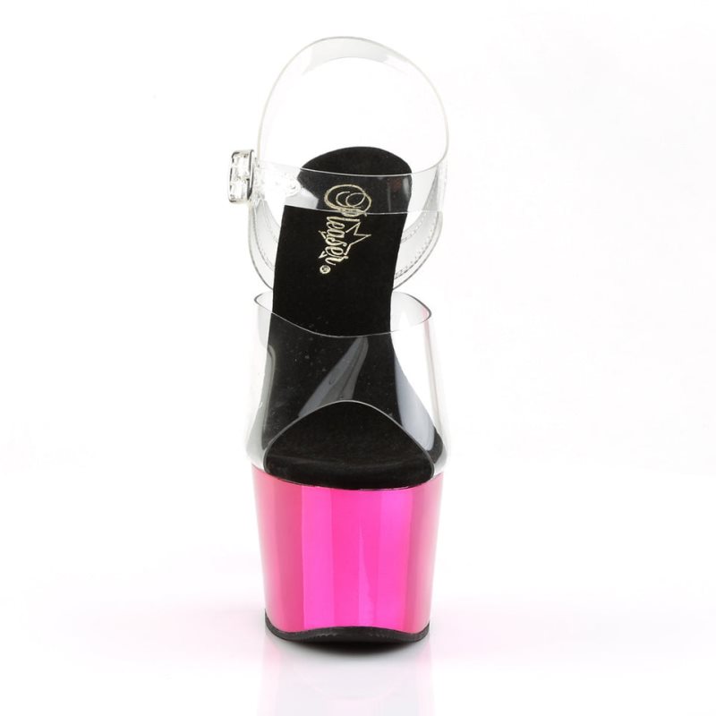 Pleaser Adore-708 Women's Platform Heels Sandals Pink / Clear | NZ GORQWX