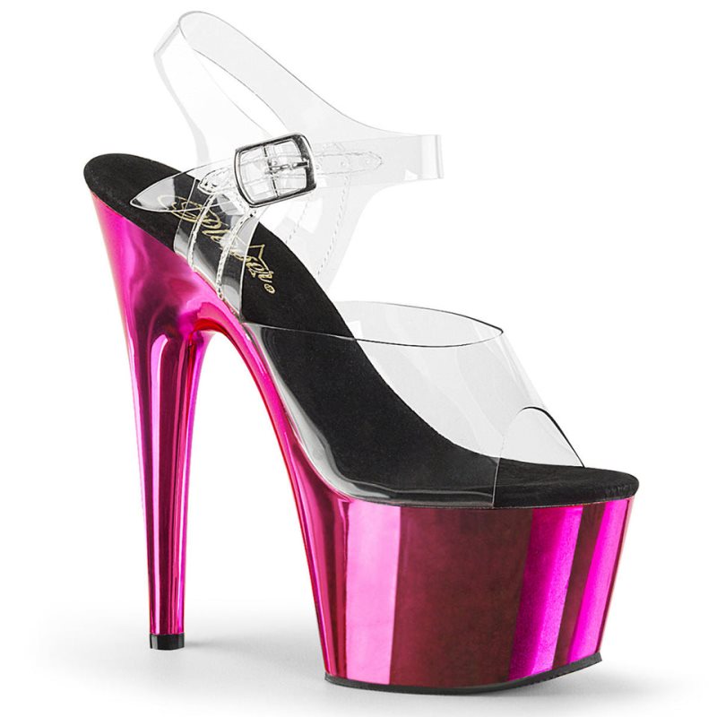 Pleaser Adore-708 Women\'s Platform Heels Sandals Pink / Clear | NZ GORQWX