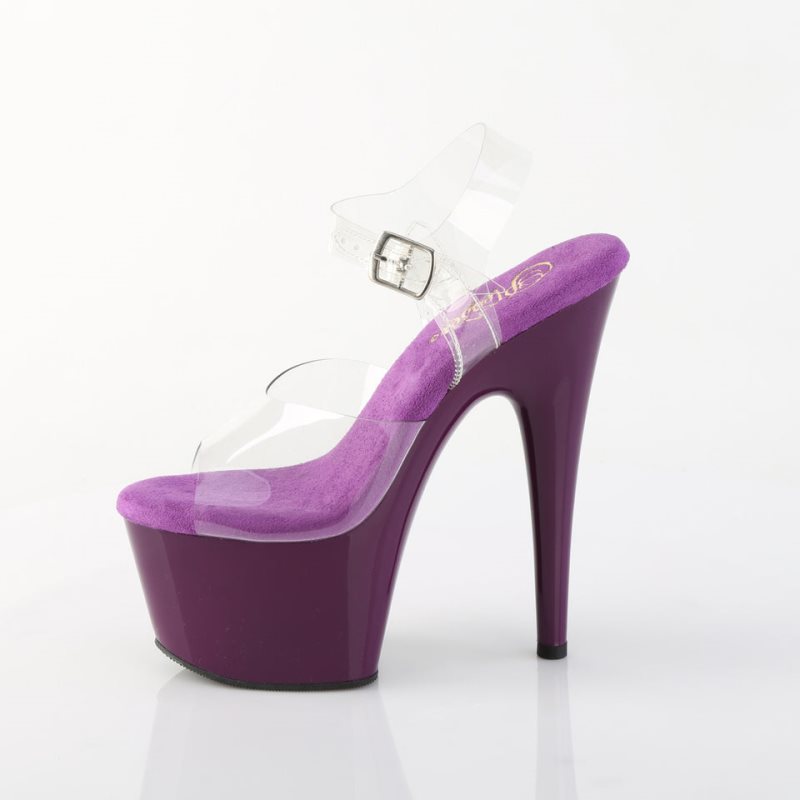 Pleaser Adore-708 Women's Platform Heels Sandals Purple / Clear | NZ OVPNRC