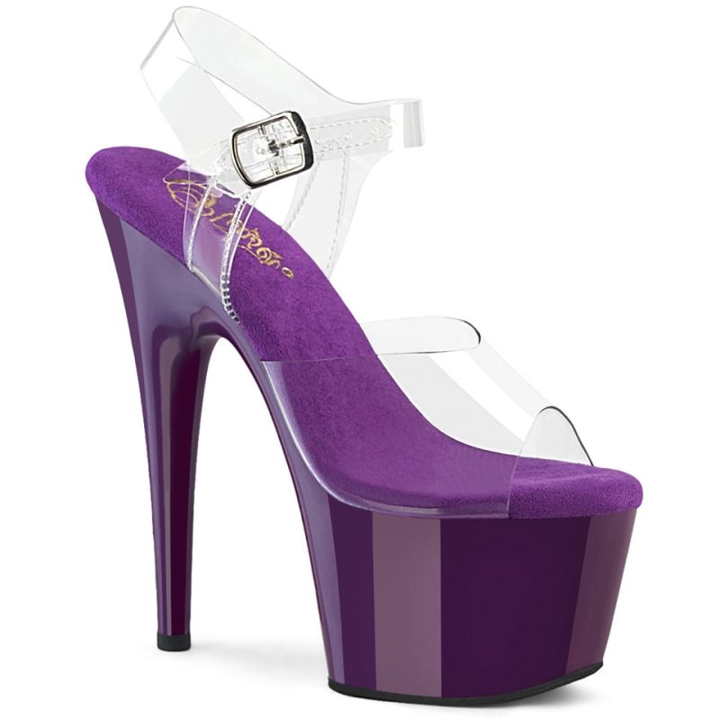 Pleaser Adore-708 Women\'s Platform Heels Sandals Purple / Clear | NZ OVPNRC