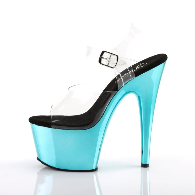 Pleaser Adore-708 Women's Platform Heels Sandals Turquoise / Clear | NZ VXOHWT