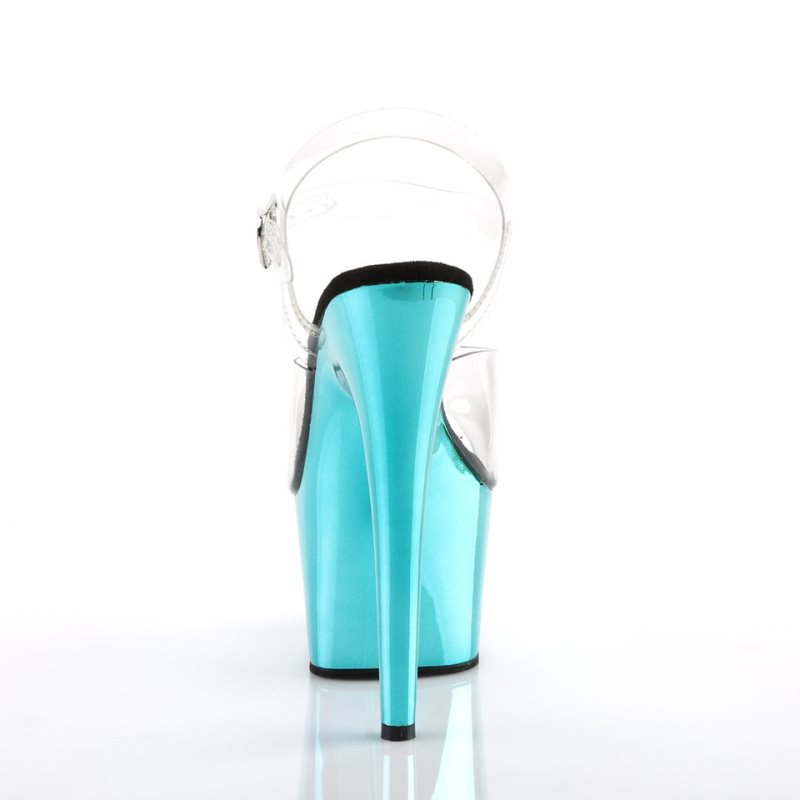 Pleaser Adore-708 Women's Platform Heels Sandals Turquoise / Clear | NZ VXOHWT