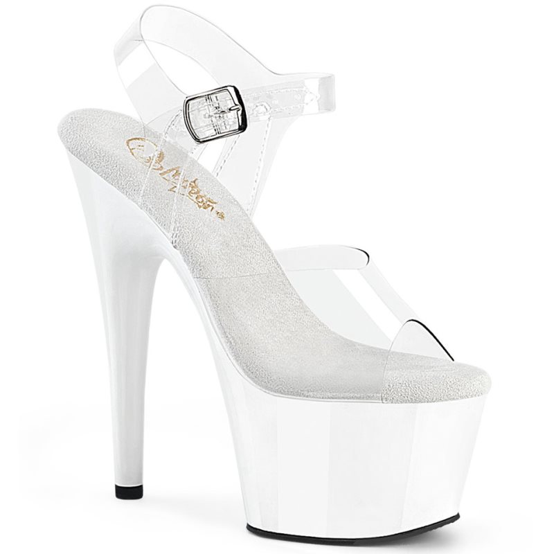 Pleaser Adore-708 Women\'s Platform Heels Sandals White / Clear | NZ MOZGTJ