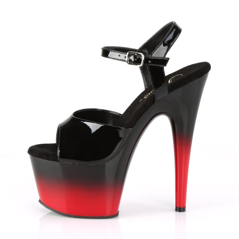 Pleaser Adore-709BR-H Women's Platform Heels Sandals Black / Red | NZ XOJBDC