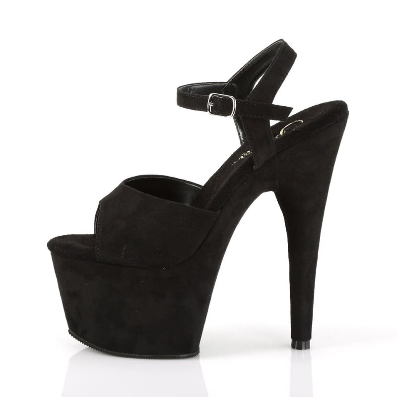 Pleaser Adore-709FS Suede Women's Platform Heels Sandals Black | NZ FXOWGC