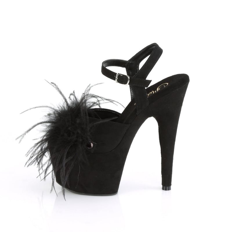 Pleaser Adore-709F Suede Women's Platform Heels Sandals Black | NZ PJFNBD