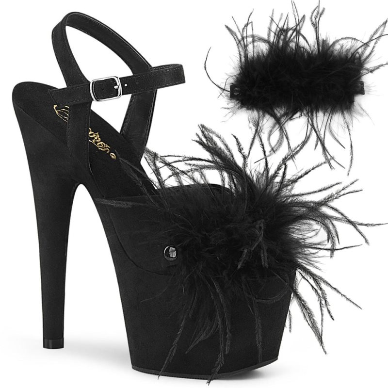 Pleaser Adore-709F Suede Women\'s Platform Heels Sandals Black | NZ PJFNBD