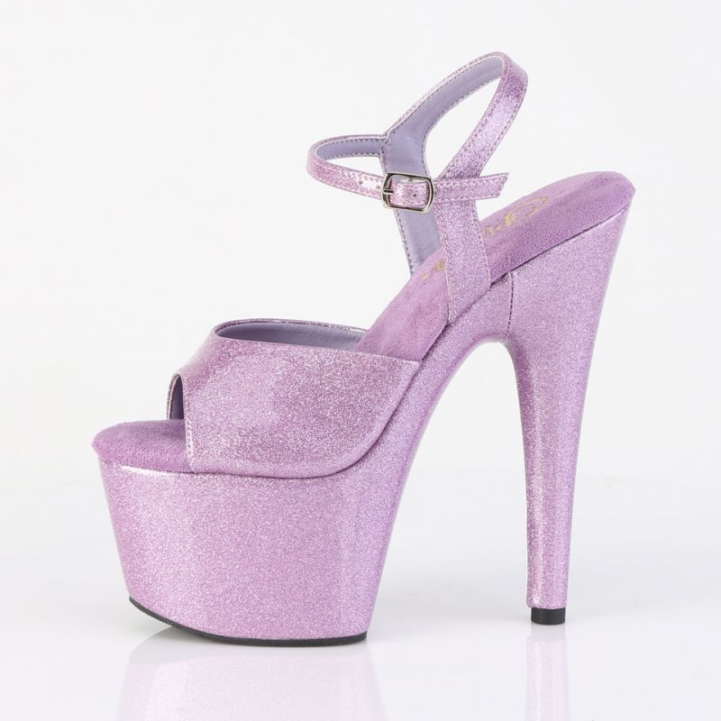 Pleaser Adore-709GP Glitter Women's Platform Heels Sandals Purple | NZ SYNFTG