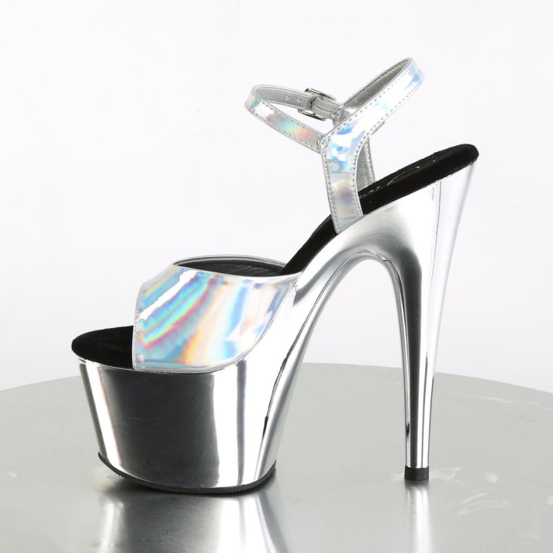 Pleaser Adore-709HGCH Hologram Women's Platform Heels Sandals Silver | NZ AQFVID