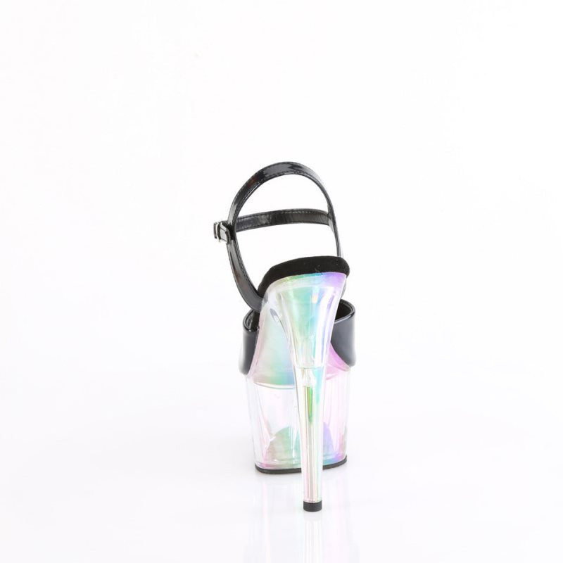 Pleaser Adore-709HT Hologram Women's Platform Heels Sandals Black / Clear | NZ SONGTM