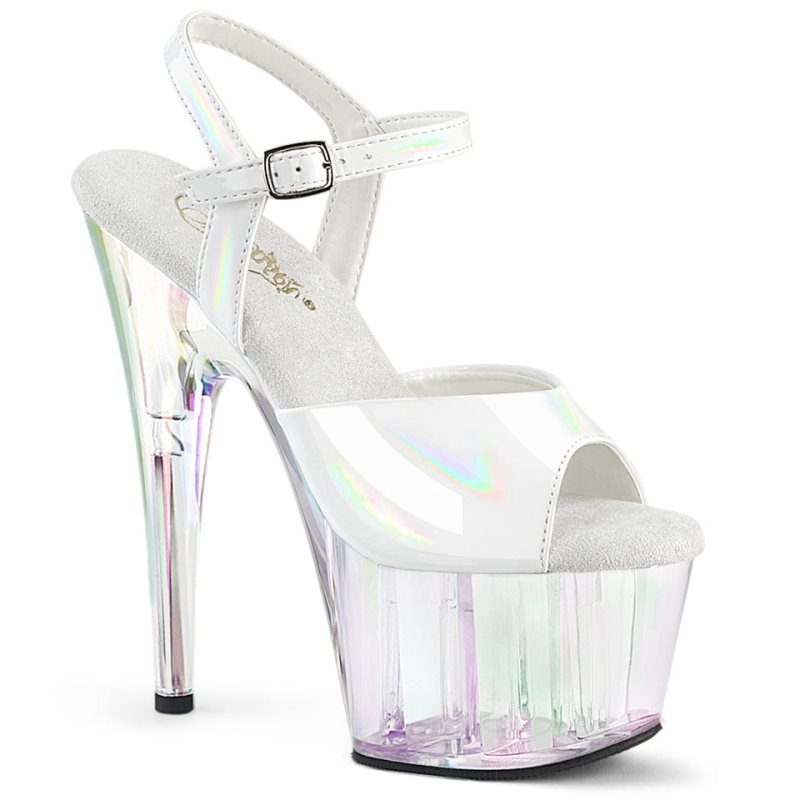 Pleaser Adore-709HT Women\'s Platform Heels Sandals White | NZ NKLYDA