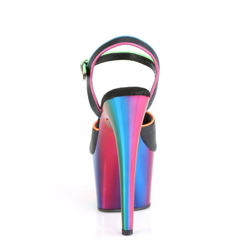 Pleaser Adore-709RC-02 Vegan Leather Women's Platform Heels Sandals Black / Multicolor | NZ TFEYAK