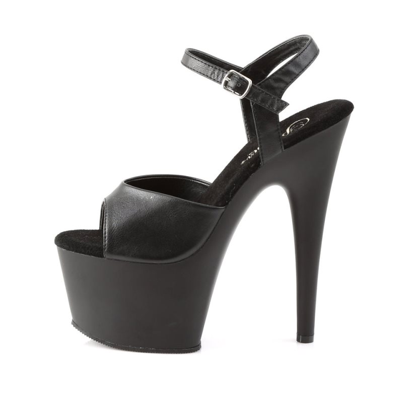 Pleaser Adore-709 Vegan Leather Women's Platform Heels Sandals Black | NZ UEMIGW