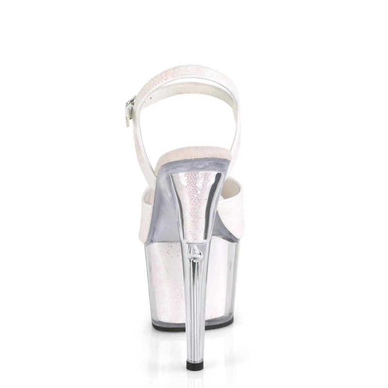 Pleaser Adore-710G Women's Platform Heels Sandals White | NZ UGPHJN