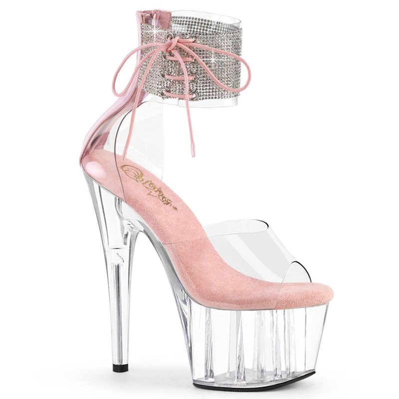 Pleaser Adore-724RS Women\'s Platform Heels Sandals Pink / Clear | NZ SIMCRV