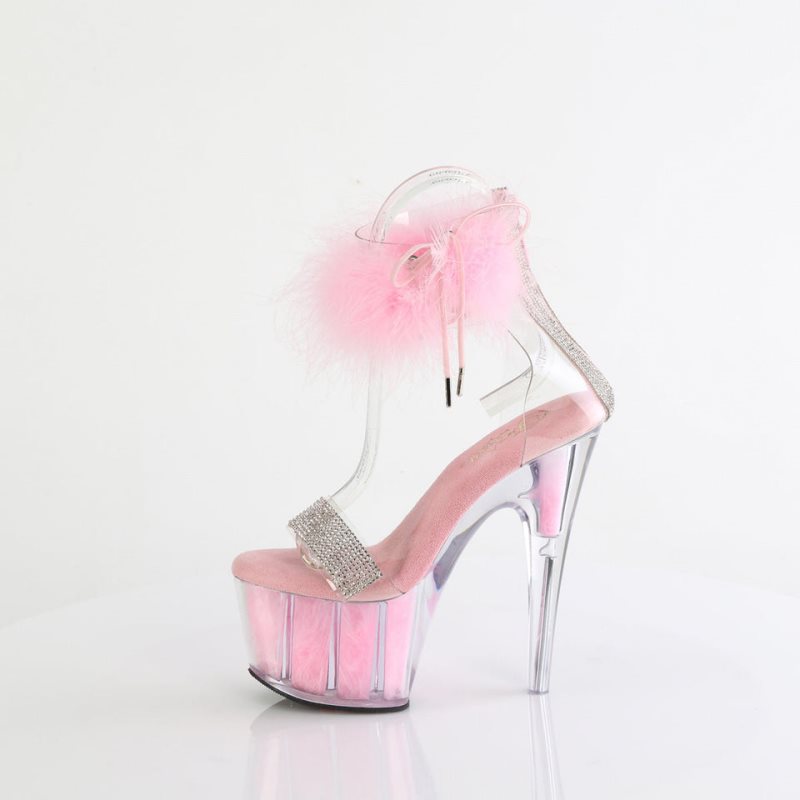 Pleaser Adore-727F Women's Platform Heels Sandals Pink / Clear | NZ KMATJZ