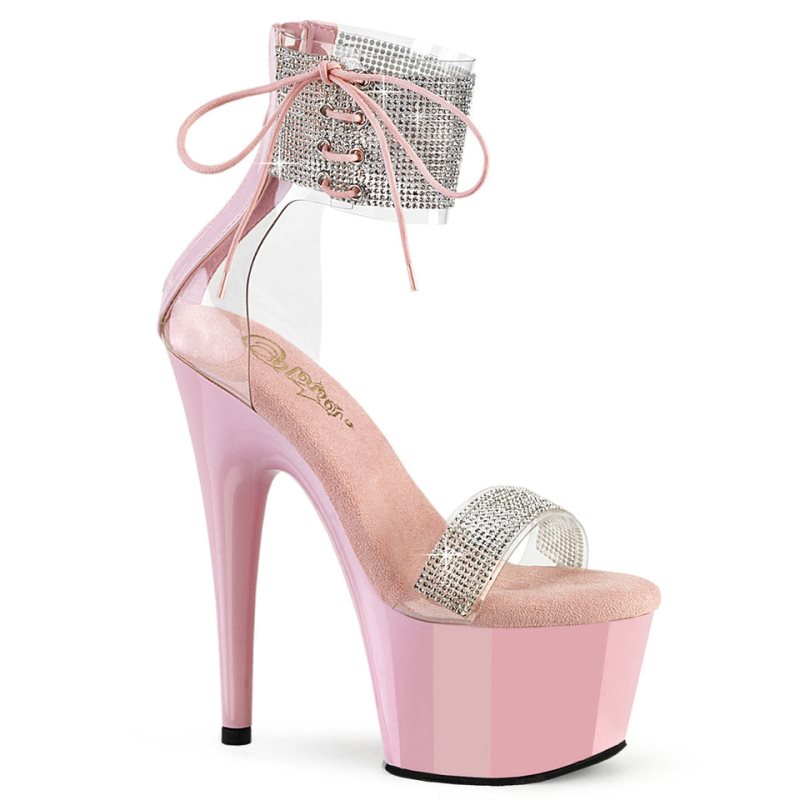 Pleaser Adore-727RS Women\'s Platform Heels Sandals Pink / Clear | NZ JYNOPM