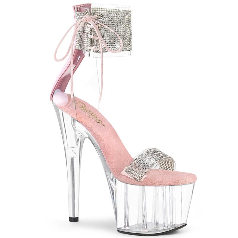 Pleaser Adore-727RS Women\'s Platform Heels Sandals Pink / Clear | NZ JWCNMG