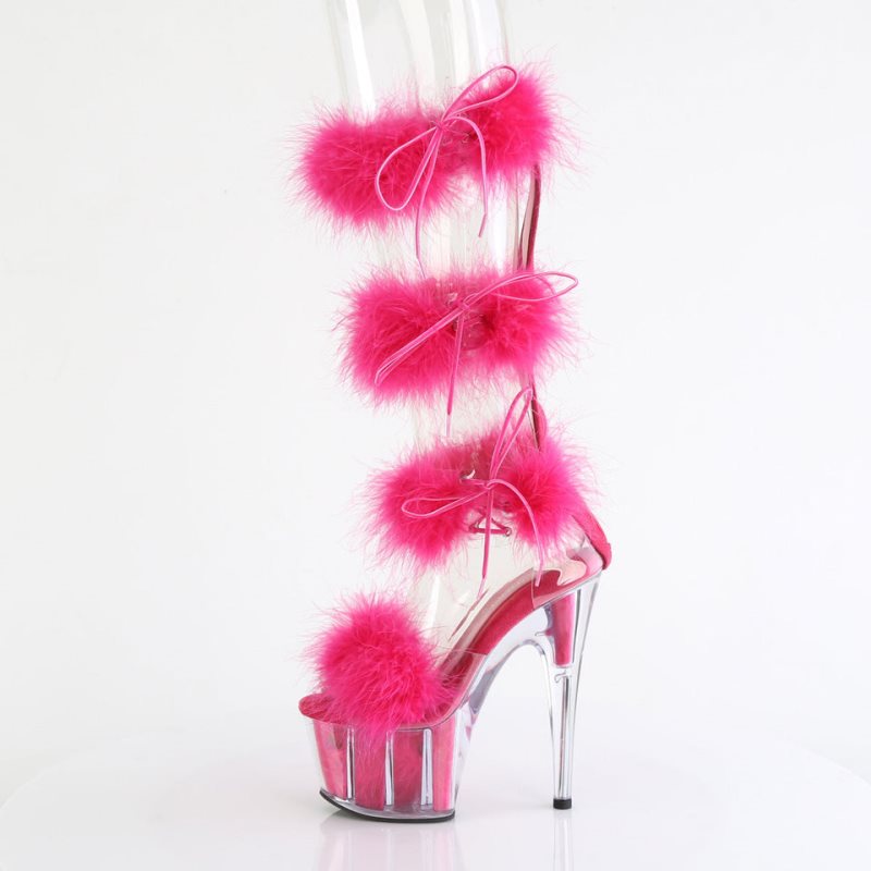 Pleaser Adore-728F Women's Platform Heels Sandals Pink / Clear | NZ TSUQIL