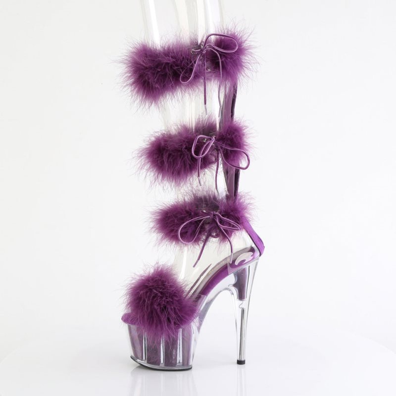 Pleaser Adore-728F Women's Platform Heels Sandals Purple / Clear | NZ HPODFE