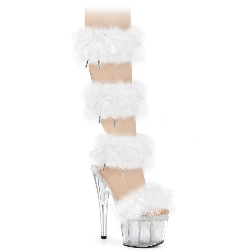 Pleaser Adore-728F Women\'s Platform Heels Sandals White / Clear | NZ QDKAHO