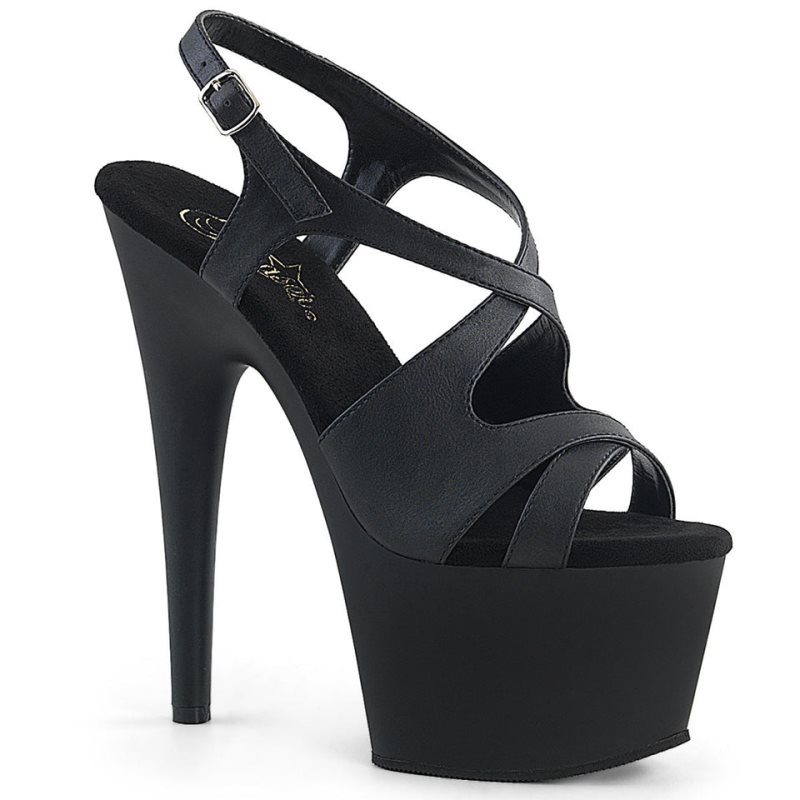 Pleaser Adore-730 Vegan Leather Women\'s Platform Heels Sandals Black | NZ SFPCEU