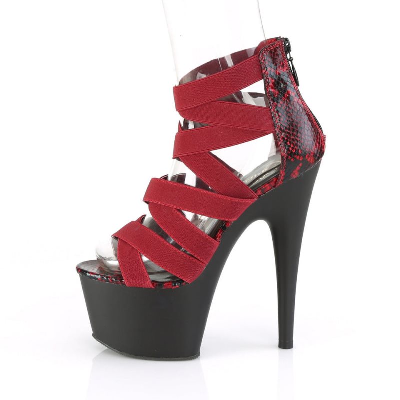 Pleaser Adore-748SP Women's Platform Heels Sandals Red / Black | NZ OILEJN