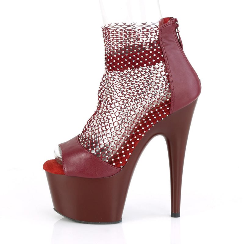 Pleaser Adore-765RM Women's Platform Heels Sandals Burgundy | NZ WGCMNR