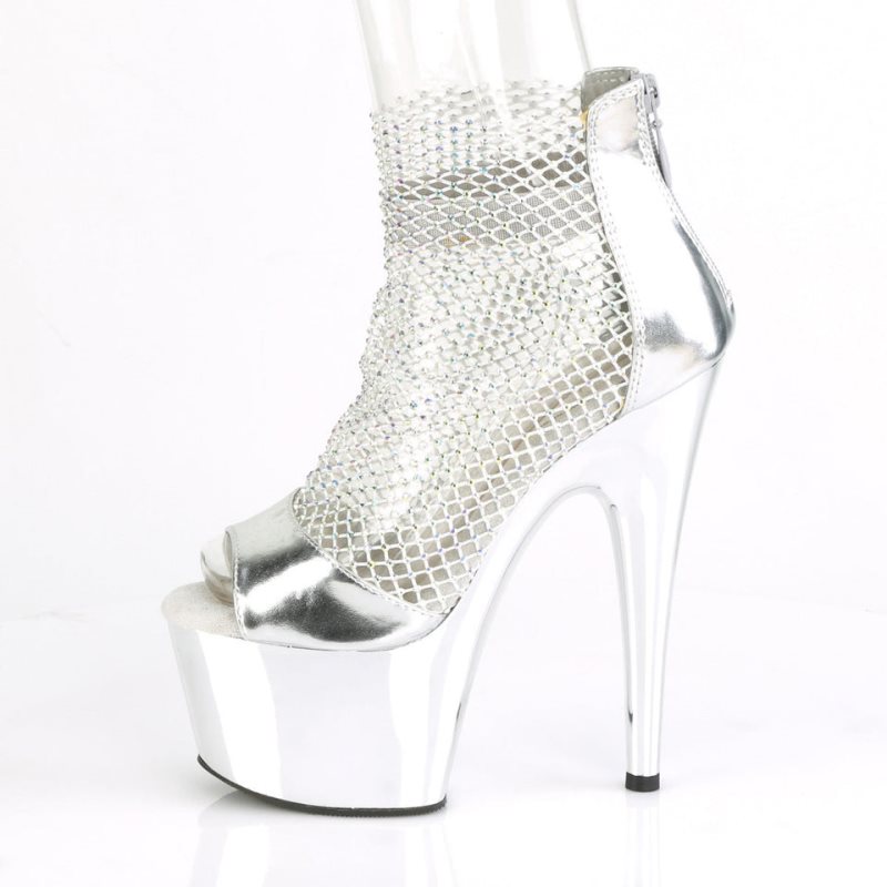 Pleaser Adore-765RM Women's Platform Heels Sandals Silver | NZ IGFWEQ