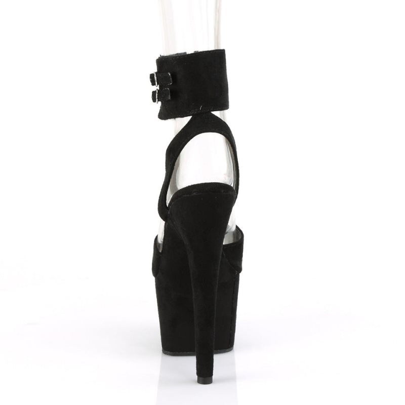 Pleaser Adore-791FS Suede Women's Platform Heels Sandals Black | NZ DQJFHM