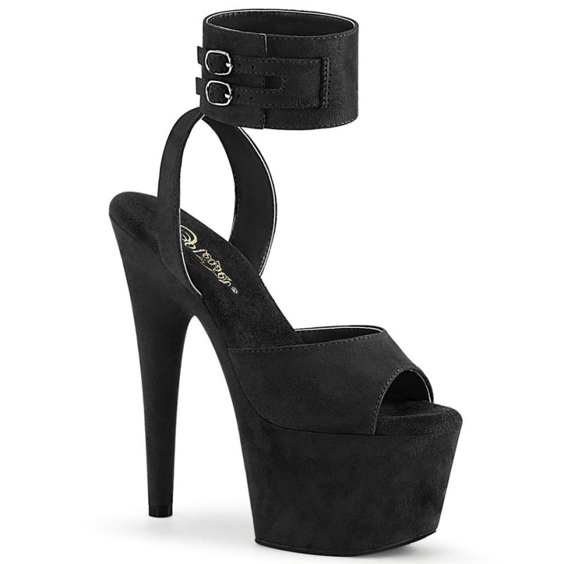 Pleaser Adore-791FS Suede Women\'s Platform Heels Sandals Black | NZ DQJFHM