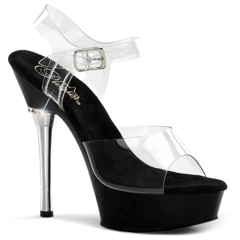 Pleaser Allure-608 Women\'s Platform Heels Sandals Black / Clear | NZ RUIMSC