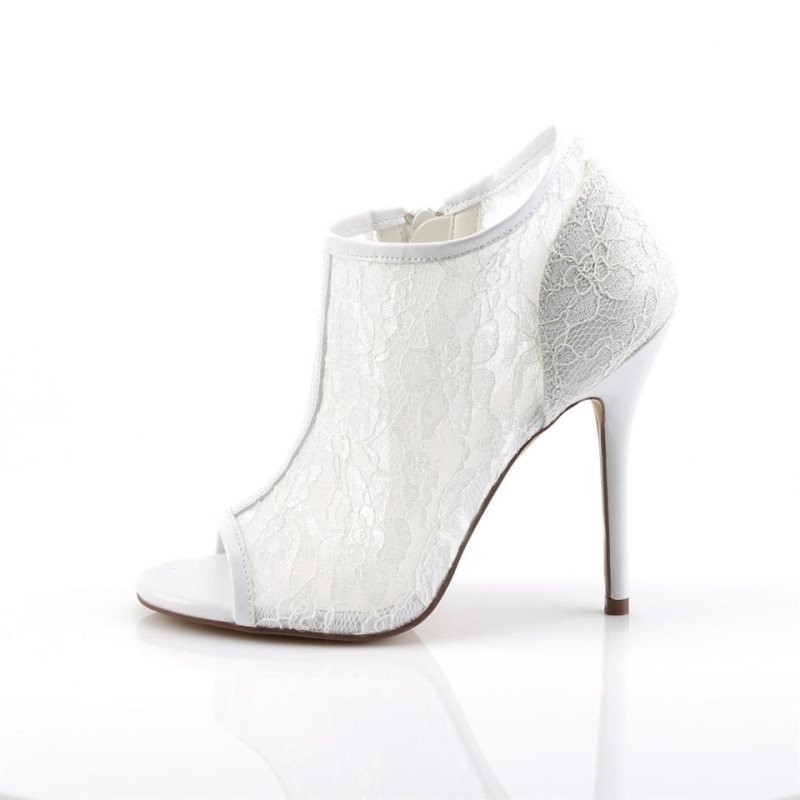 Pleaser Amuse-56 Women's Heels Boots White | NZ EIRBLU