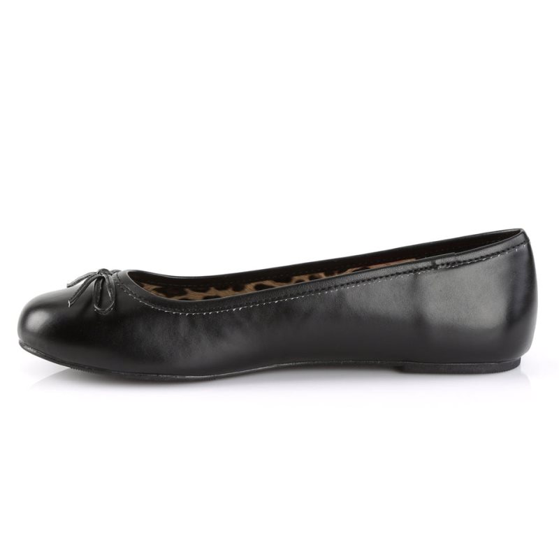 Pleaser Anna-01 Vegan Leather Women's Ballet Flats Black | NZ YETQDO