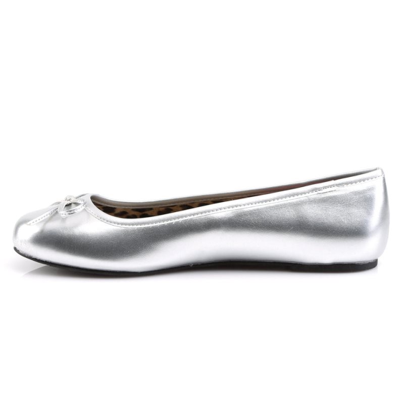 Pleaser Anna-01 Women's Ballet Flats Silver | NZ UCIBGW