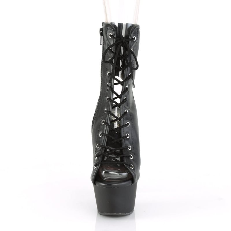 Pleaser Aspire-1016 Vegan Leather Women's Heels Boots Black | NZ PAWOBS