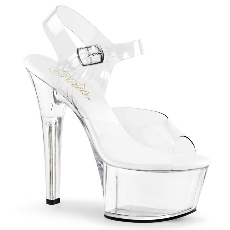 Pleaser Aspire-608 Women\'s Platform Heels Sandals Clear | NZ EVPKAM